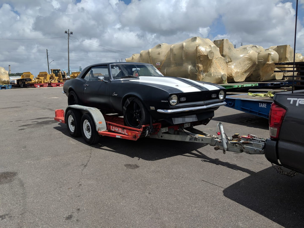 Chevrolet Camaro on arrival in Jacksonville, USA. Car shipping UK to USA - Autoshippers