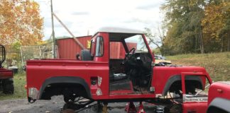 Restoring a classic Land Rover Defender 90 that was shipped to Las Vegas, USA by Autoshippers car shipping