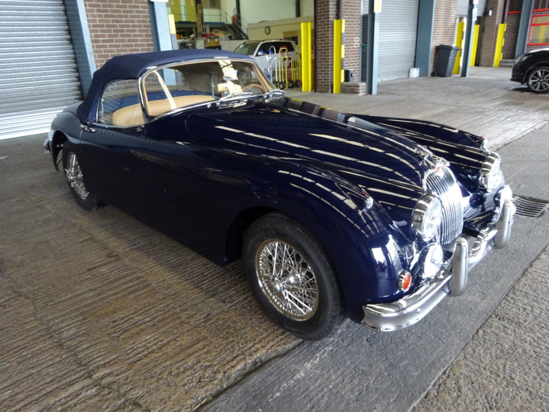 Jaguar XK150 prior to loading - Autoshippers classic car shipping