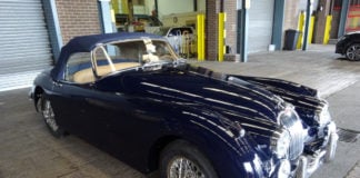 Jaguar XK150 prior to loading - Autoshippers classic car shipping