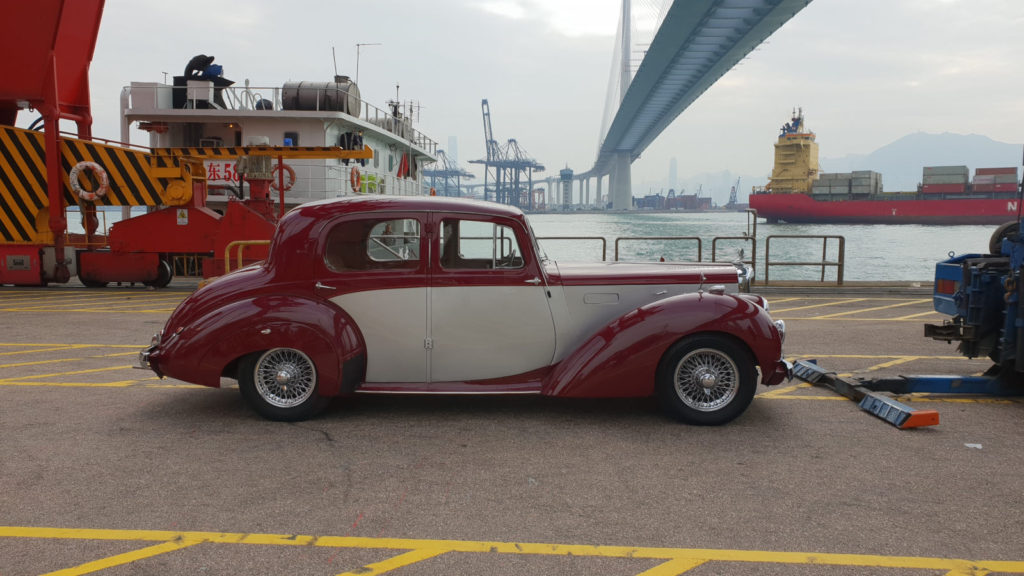 Alvis TA21 Saloon at the docks prior to shipping - shipped by Autoshippers