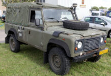 EX Military Vehicle Shipping. A Land Rover Wolf Defender