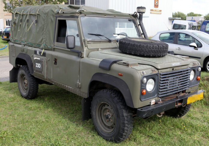 EX Military Vehicle Shipping. A Land Rover Wolf Defender