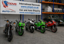Shipping a Collection of Classic Kawasaki Motorbikes from the UK to the USA Five classic Kawasaki motorbikes at Autoshippers’ warehouse before shipping from Liverpool, UK, to Newark, USA.