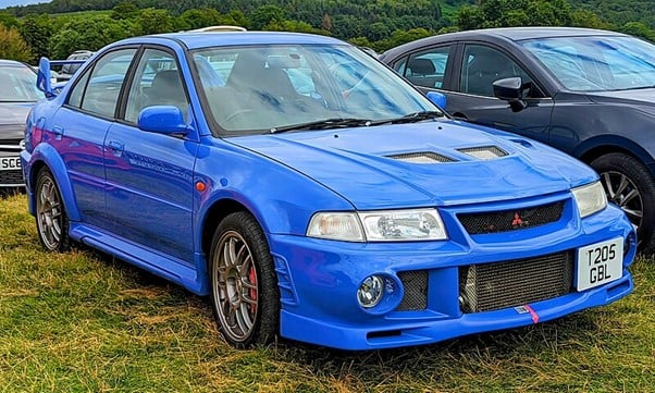 Blue Mitsubishi Lancer Evolution VI
