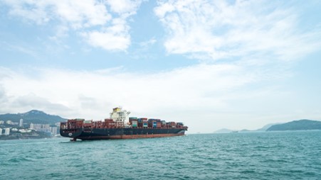 Container vessel off Hong Kong Island, Hong Kong