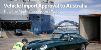 Vehicle import approval. How to apply. Customs officers checking documentation in Sydney, Australia.