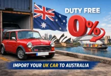 A Mini Cooper Offloaded at a Car Shipping Port in Sydney, Australia