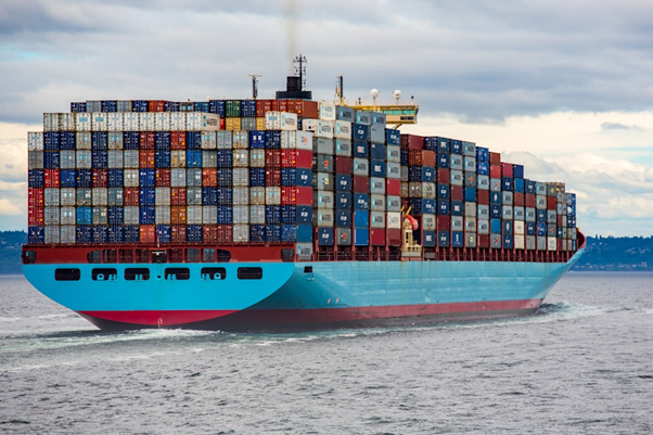 Container shipping vessel similar to the one used to ship the 1976 Suffolk Jaguar SS100 Convertible replica from the UK to New Zealand