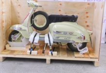 Lambretta TV175 scooter during the crating process | Autoshippers Motorbike Shipping