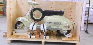 Lambretta TV175 scooter during the crating process | Autoshippers Motorbike Shipping