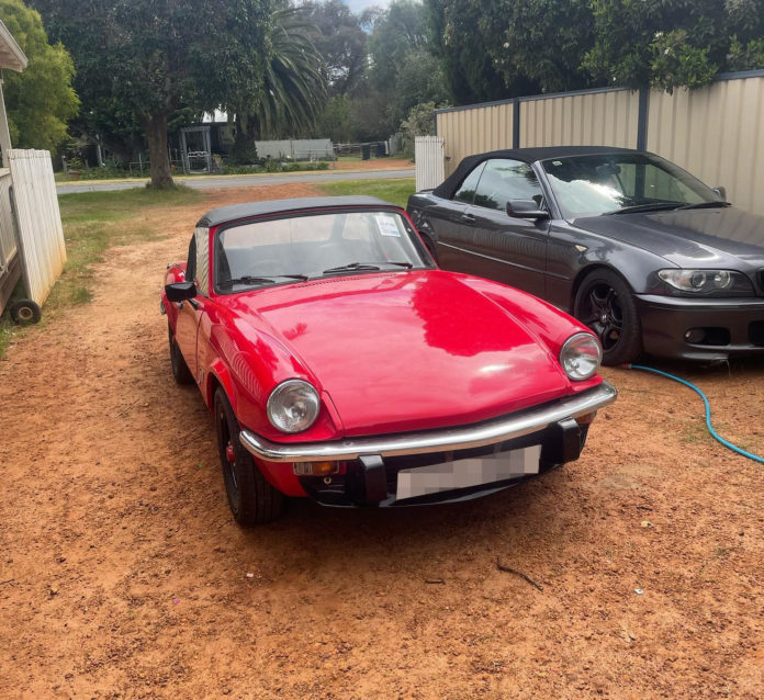 Triumph Spitfire on Arrival after shipping by Autoshippers from the UK to Australia